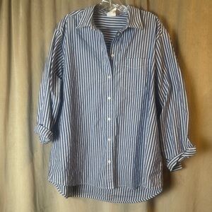GAP vintage button down mom style the big‎ shirt Chambray style white stripe top